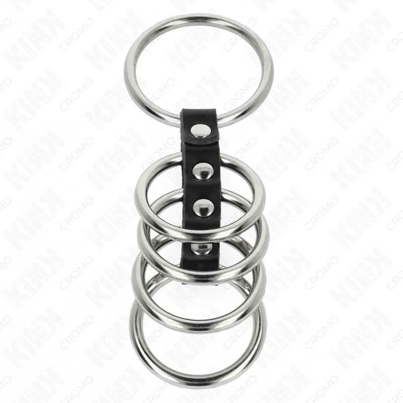 Anneaux Péniens Set 5 Anneaux Métal et Cuir 3,7-5cm - KINK - KINK RING POWER