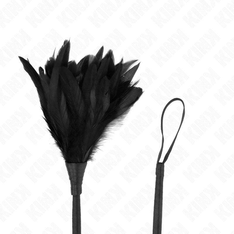 Plumeau BDSM Plumes de Poulet Tickle Corne Noire 36cm - Kink - KINK IMPACT & TOUCH