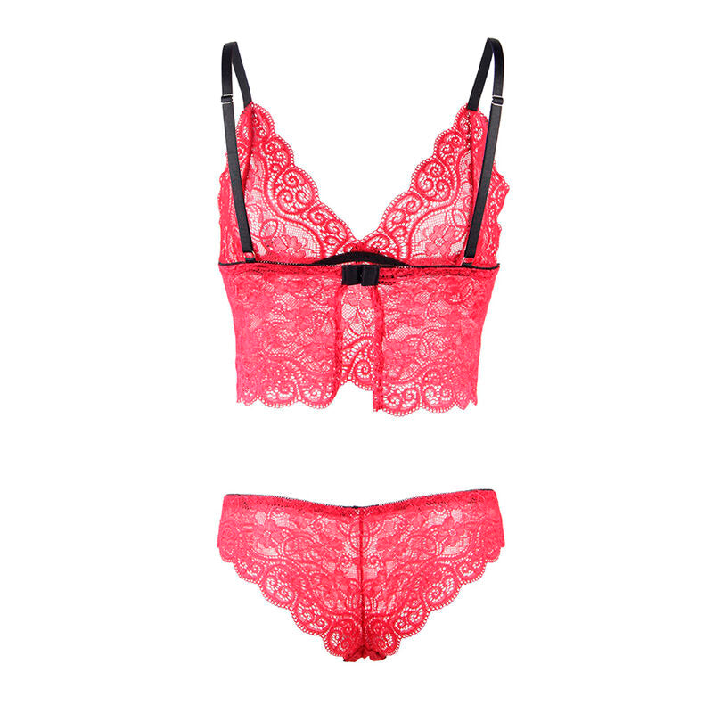 Chemisier de nuit soie et dentelle + culotte rouge S/M - Subblime