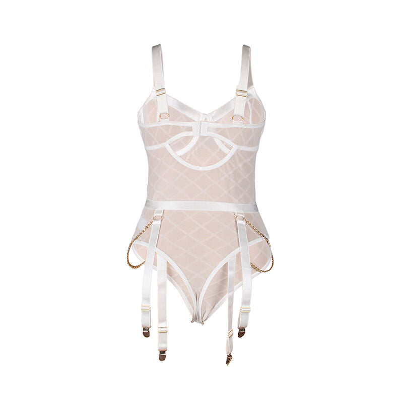 Body avec chaînes et porte-jarretelles blanc L/XL - Subblime - SUBBLIME BODIES