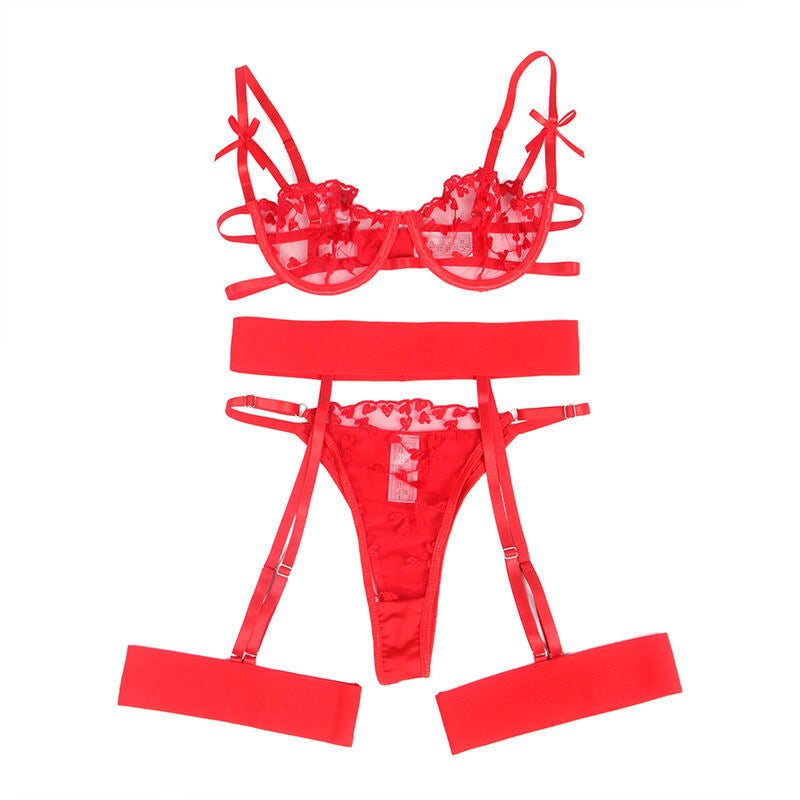 Ensemble lingerie imprimé cœur rouge S/M - Subblime