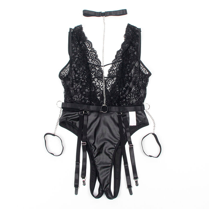 Body sexy avec porte-jarretelles noir taille L/XL - Subblime - SUBBLIME BODYSTOCKINGS