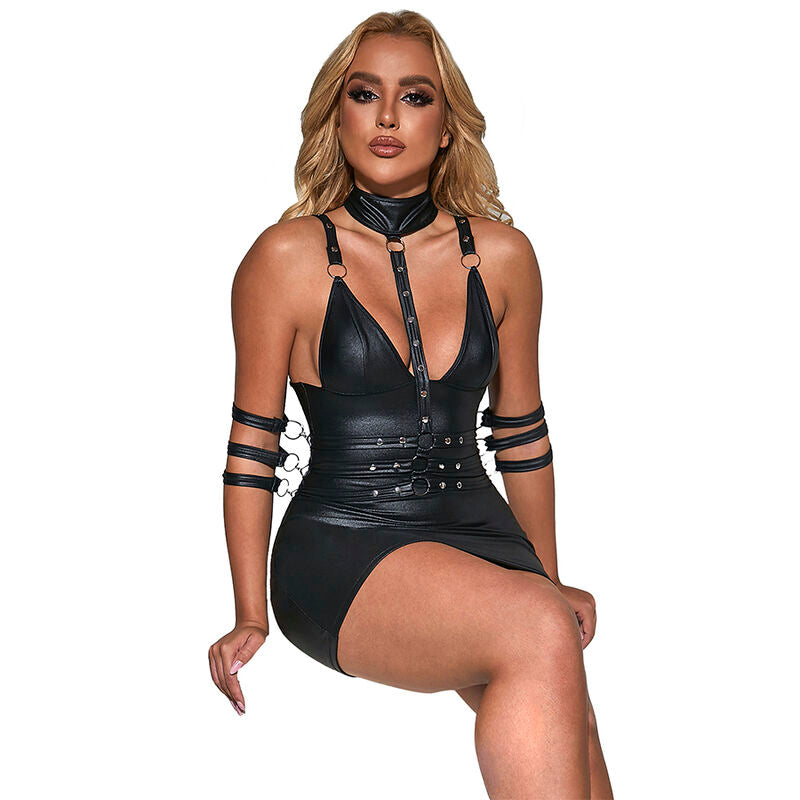 Robe bondage en cuir noir taille S/M - Subblime - SUBBLIME DRESSES