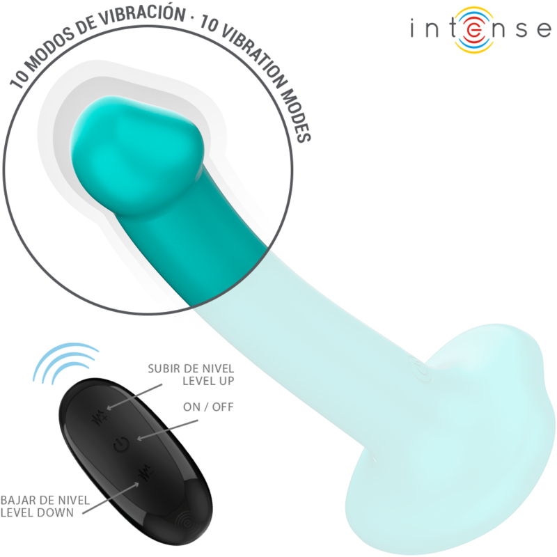 Vibromasseur Katie avec Ventouse et Télécommande Bleu - Intense