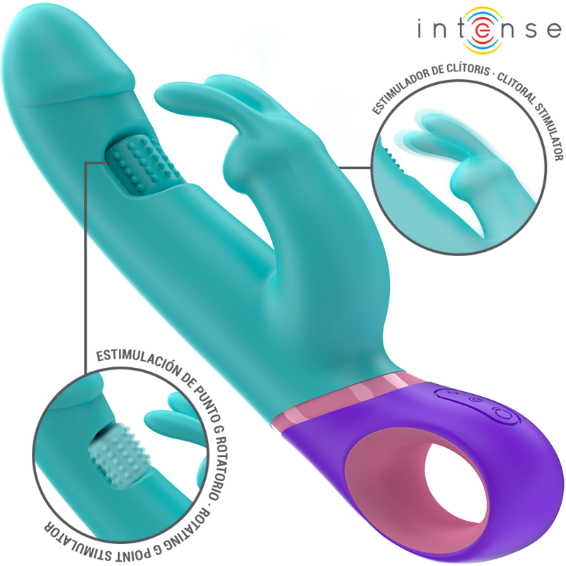 Vibromasseur Rabbit Monica Point G Rotatif Bleu - Intense