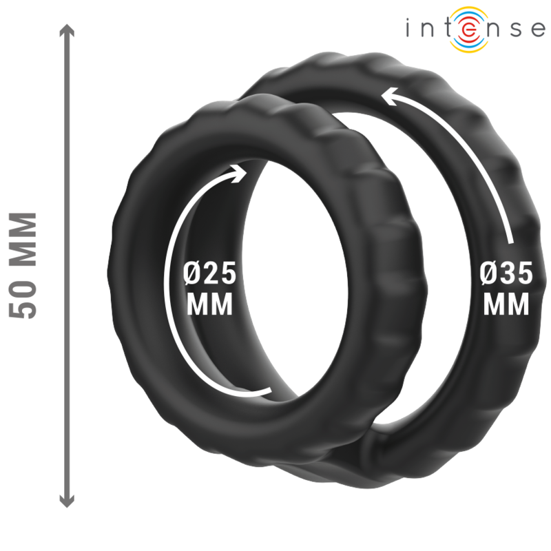 Anneau Pénien Double Dewey Silicone Noir - Intense