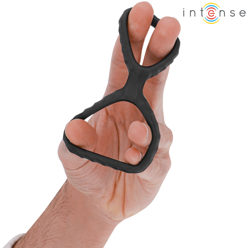 Anneau Pénien Double Dewey Silicone Noir - Intense