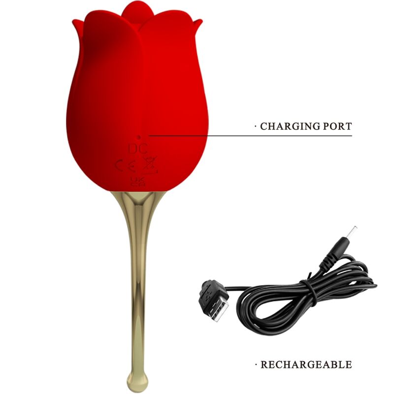 Stimulateur Clitoris Rose Lover 12 Vibrations Rouge - Pretty Love