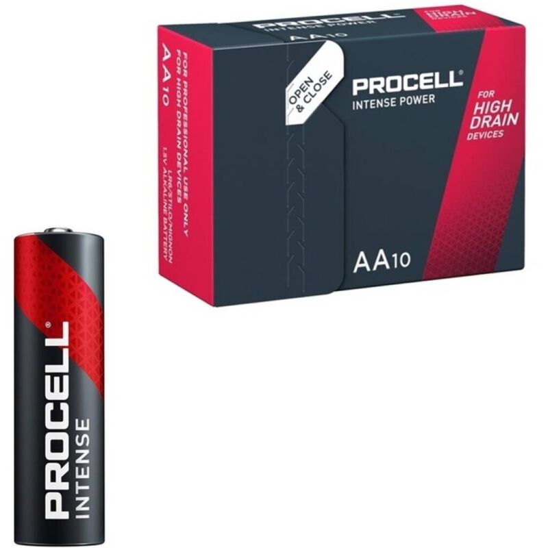 Piles alcalines AA LR6 1,5V boîte de 10 - Procell Intense Power - PROCELL