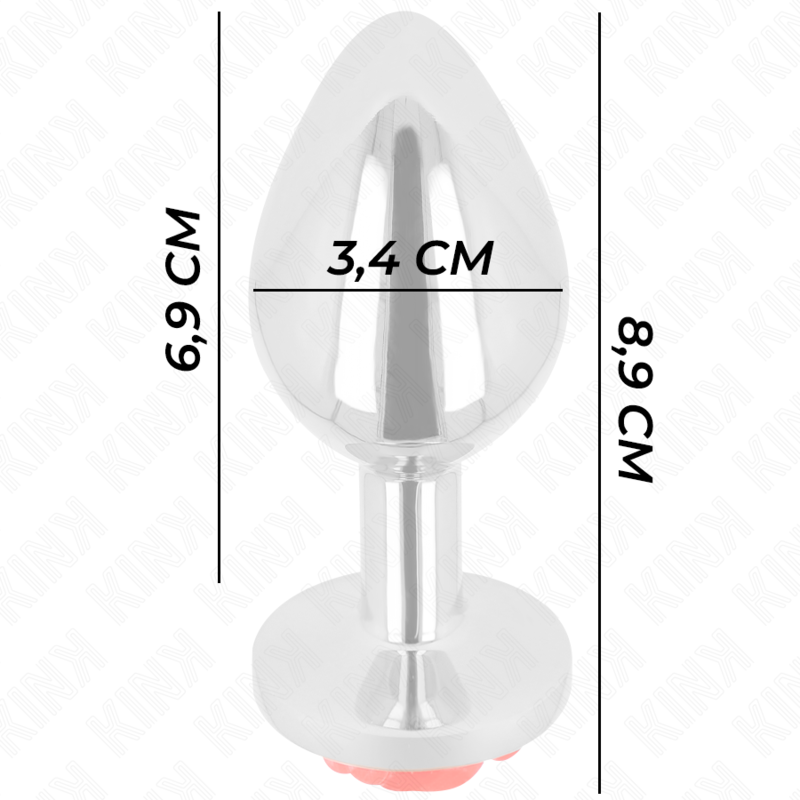 Plug anal métallique ornement rose rouge taille M - Kink - KINK PLEASURE PLUGS