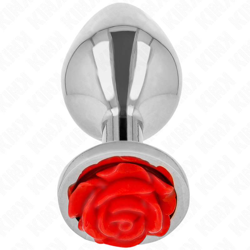 Plug anal métallique ornement rose rouge taille M - Kink - KINK PLEASURE PLUGS