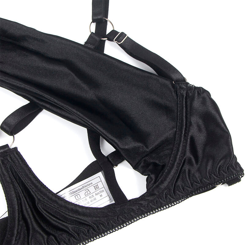 Ensemble lingerie nœud noir bonnets ouverts S/M - Subblime
