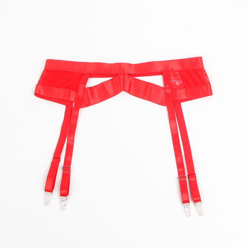 Ensemble lingerie bondage rouge avec jarretelles S/M - Subblime - SUBBLIME SETS