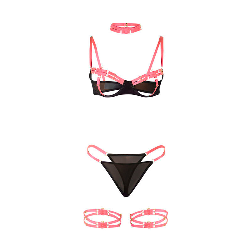 Ensemble lingerie soutien-gorge collier rose fluorescent S/M - Subblime - SUBBLIME SETS