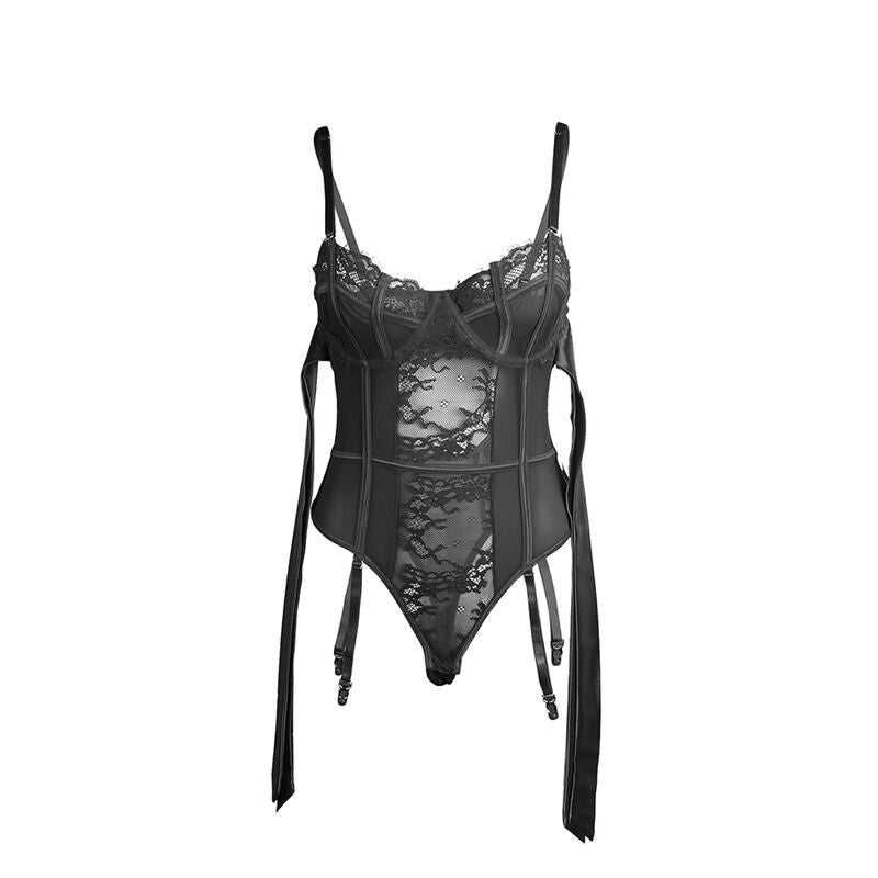 Body en dentelle avec nœuds et jarretelles noir S/M - Subblime - SUBBLIME BODIES