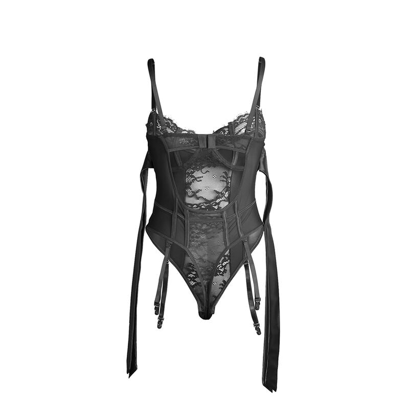 Body en dentelle avec nœuds et jarretelles noir L/XL - Subblime - SUBBLIME BODIES