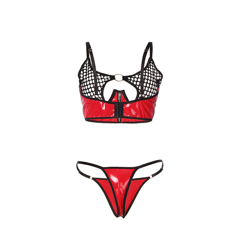 Ensemble lingerie similicuir zippé rouge L/XL - Subblime - SUBBLIME SETS