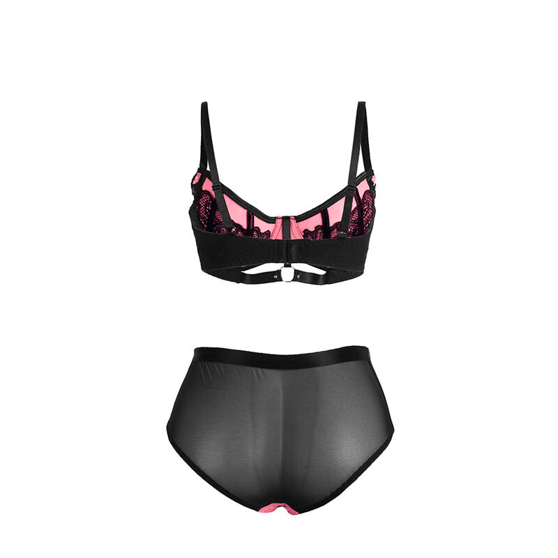 Ensemble lingerie dentelle et résille push-up rose S/M - Subblime - SUBBLIME SETS