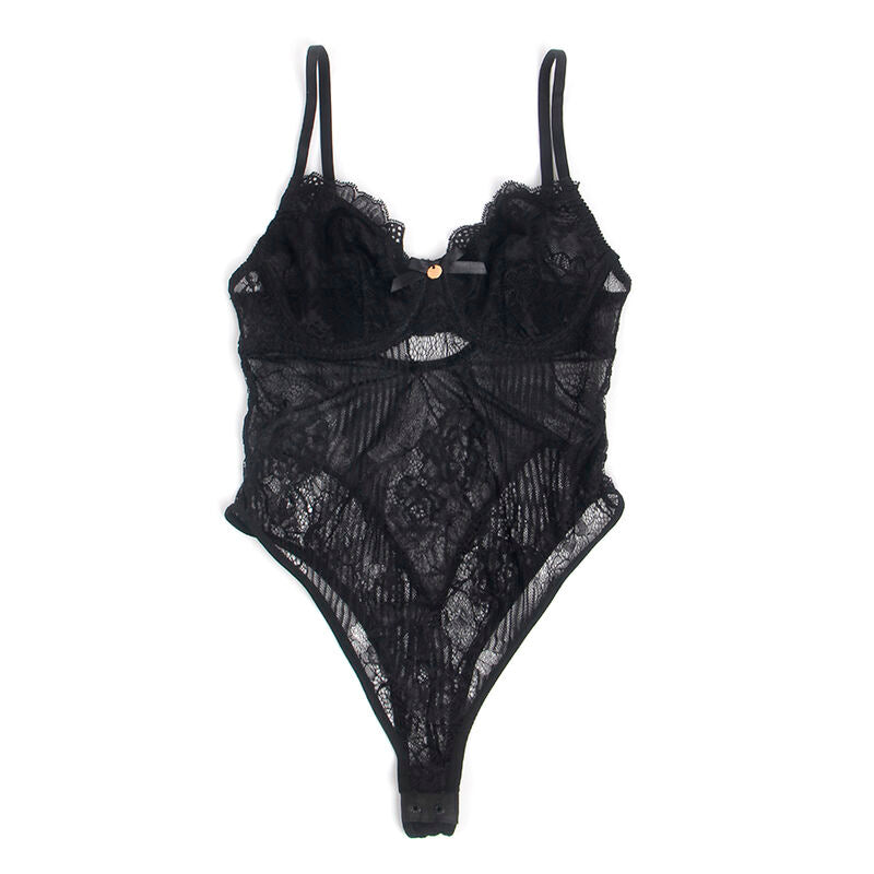 Body en dentelle ouvert noir taille L/XL - Subblime