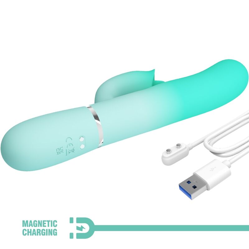 Vibromasseur Lapin Multifonction Gigi Vert Aqua - Pretty Love