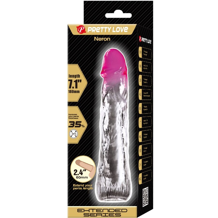 Gaine Pénis Pretty Love Rose et Transparente 18 cm - Pretty Love