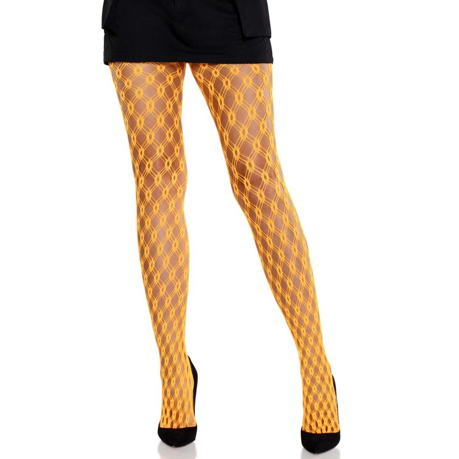 Collants Résille à Œillets Orange Fluo - Leg Avenue