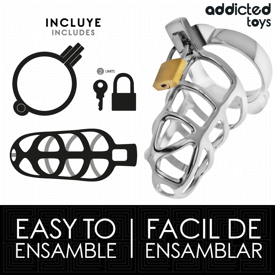 Cage de Chasteté Locked Silver Métal Taille S - Addicted Toys