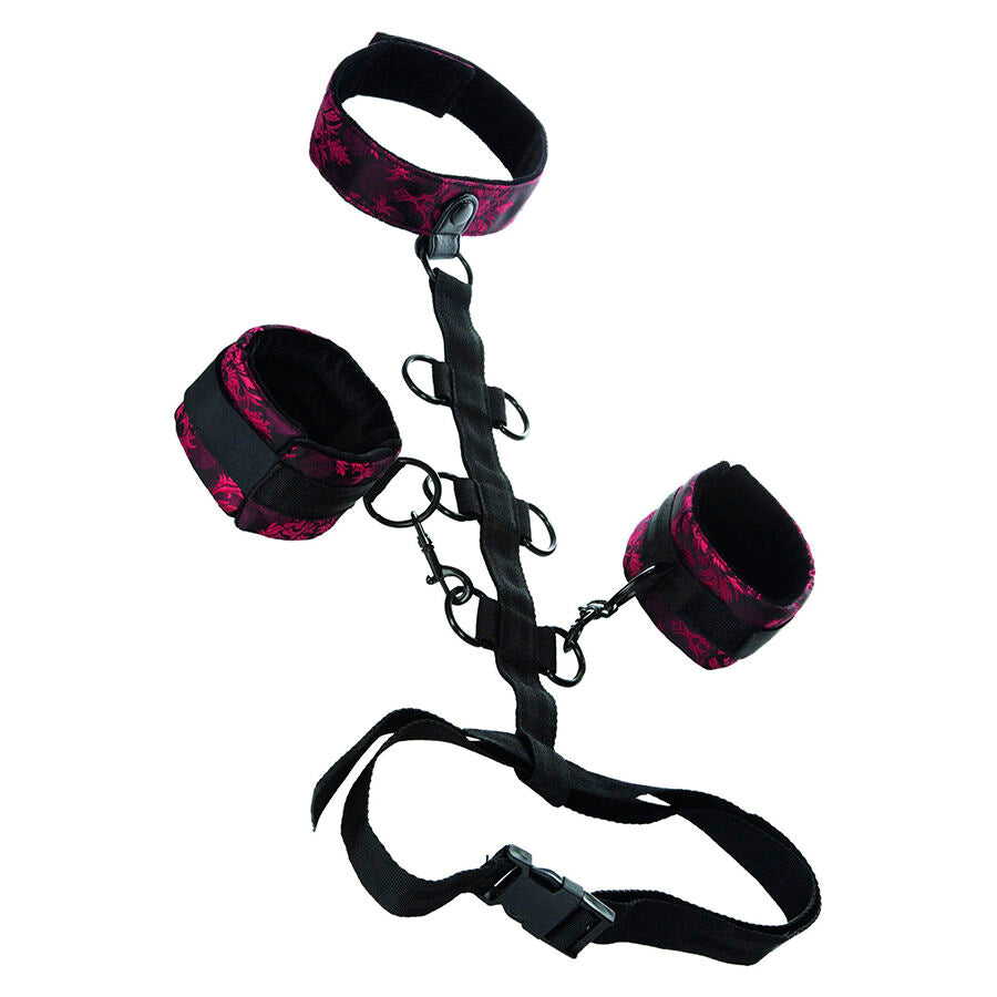 Harnais Bondage Scandal Support Corporel Noir Rouge - CalExotics