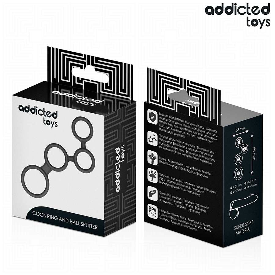 Anneau Pénien avec Séparateur Testicules Multi-Tailles - Addicted Toys