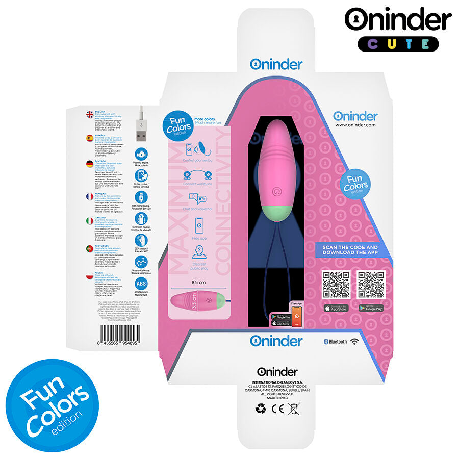 Oninder – Œuf vibrant Connecté et Rotatif en Silicone – Rose