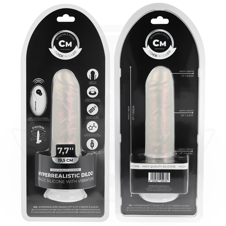 Gode Réaliste Cock Miller Blanc LED 19,5 cm - Télécommandé