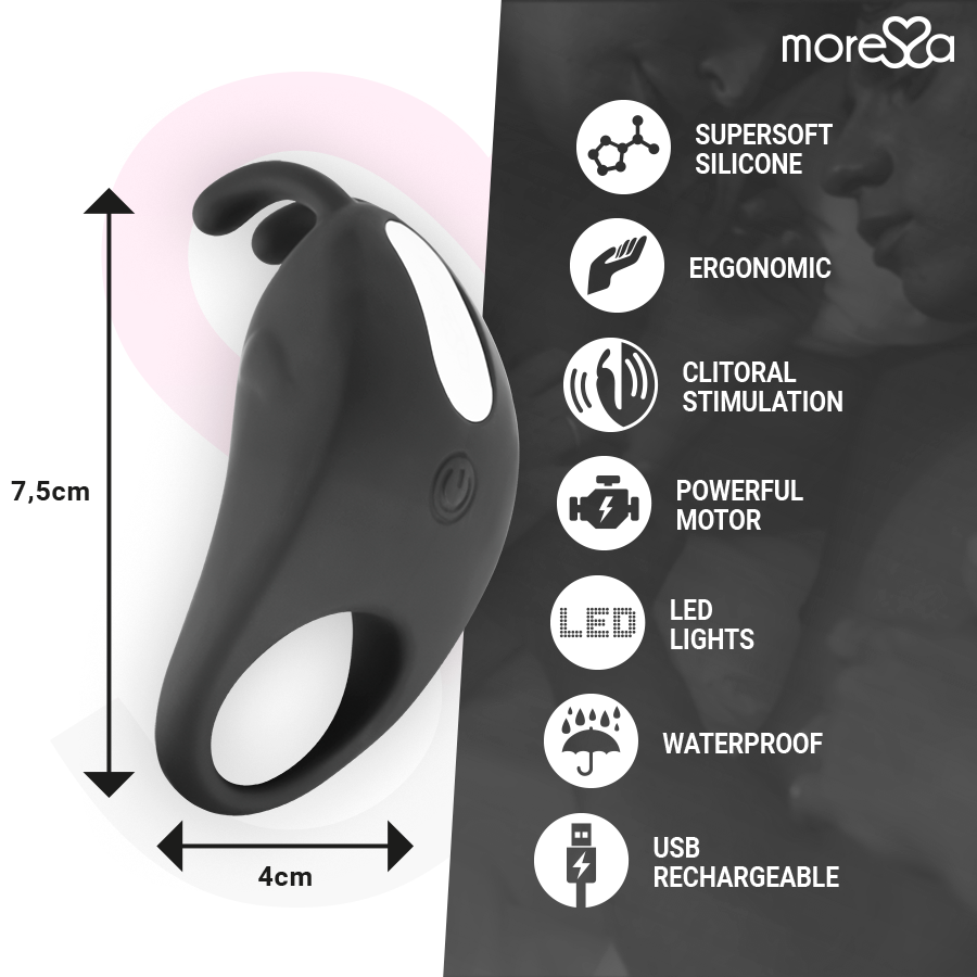 Anneau vibrant Brad premium en silicone rechargeable noir - Moressa - MORESSA