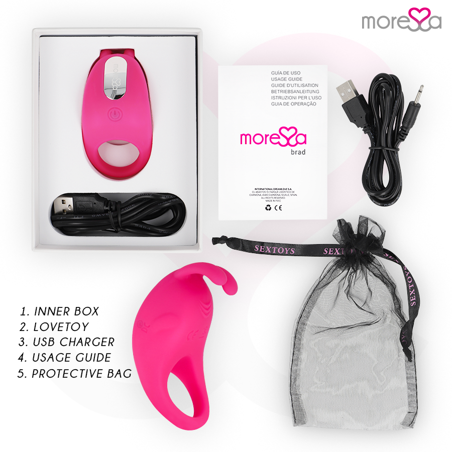 Anneau vibrant rechargeable Brad rose - Moressa - MORESSA