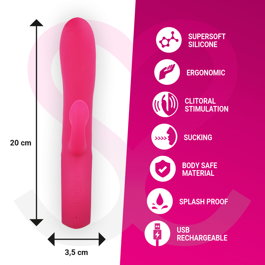 Vibromasseur rabbit rechargeable Dustin en silicone - Moressa - MORESSA