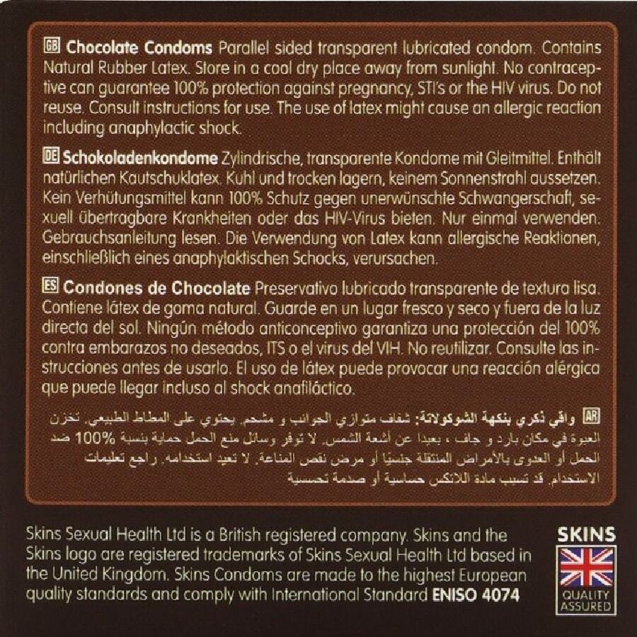 Préservatifs aromatisés chocolat Pack 4 - Skins Premium - SKINS