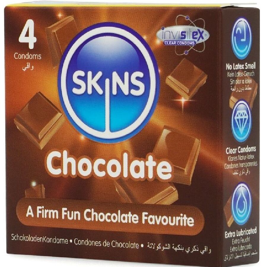 Préservatifs aromatisés chocolat Pack 4 - Skins Premium - SKINS