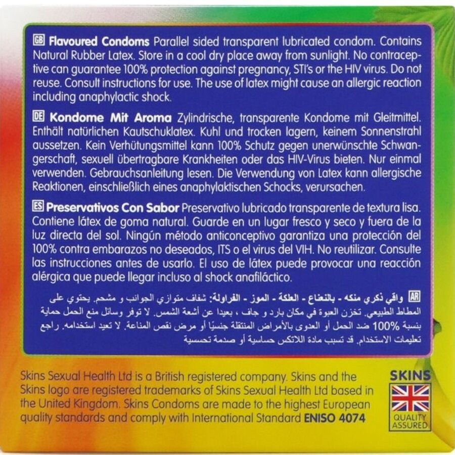 Préservatifs aromatisés Skins Flavored pack 4 saveurs - Skins - SKINS