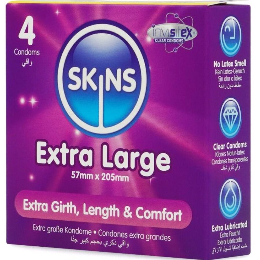Préservatifs extra large Skins Premium pack de 4 - Skins - SKINS