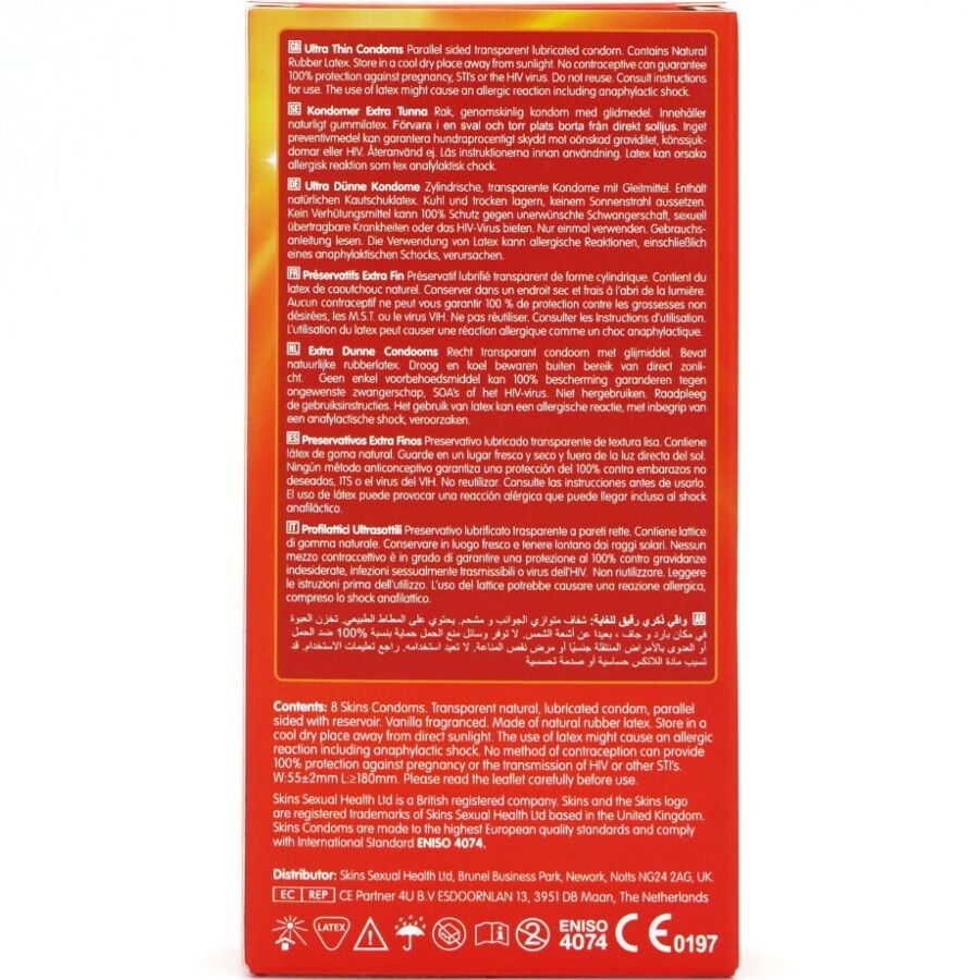 Préservatifs Ultra Fins Pack de 8 Premium - Skins - SKINS