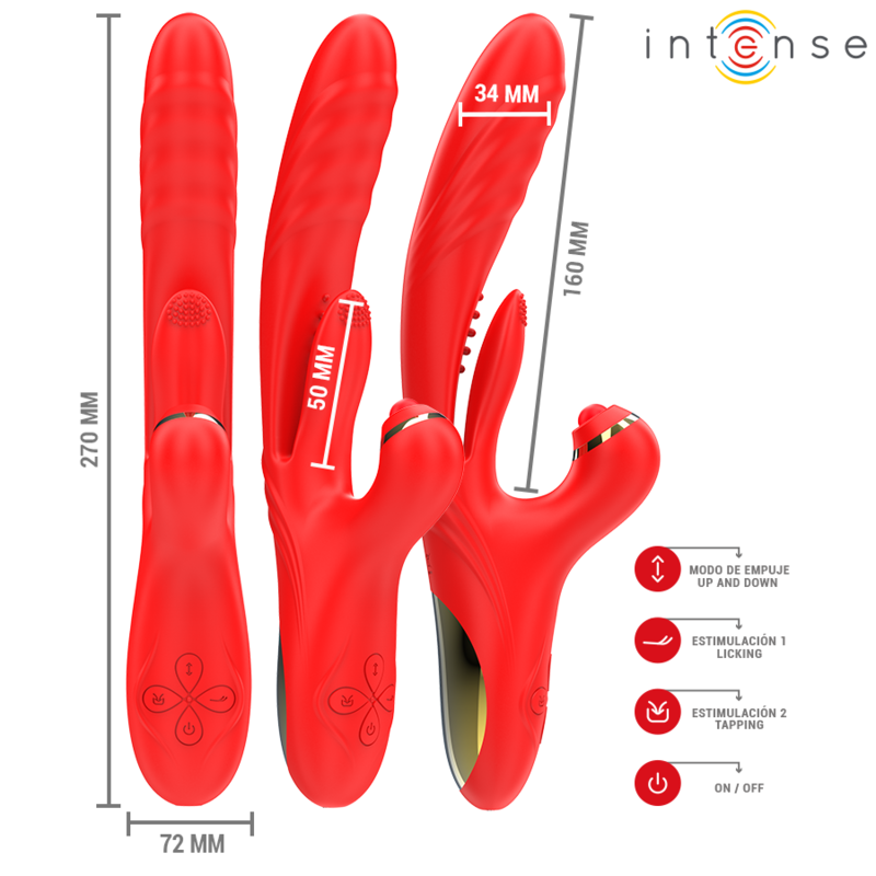 Vibrateur Triple Rosalia 3 en 1 Rouge - Intense