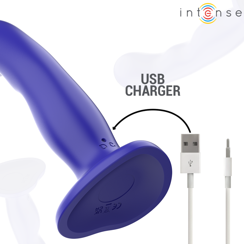 Vibromasseur Shorty Texturé Bleu avec Ventouse - Intense