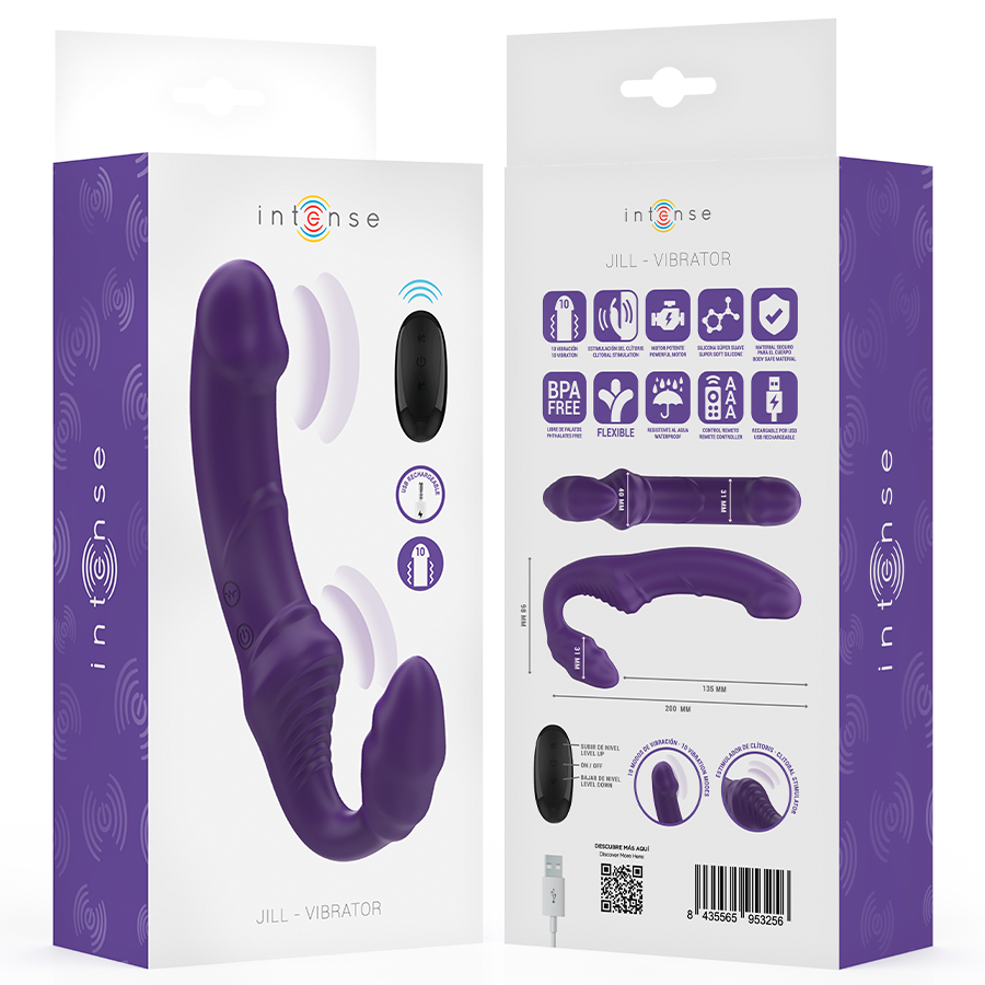 Vibromasseur Double Jill Violet 20cm Télécommande - Intense