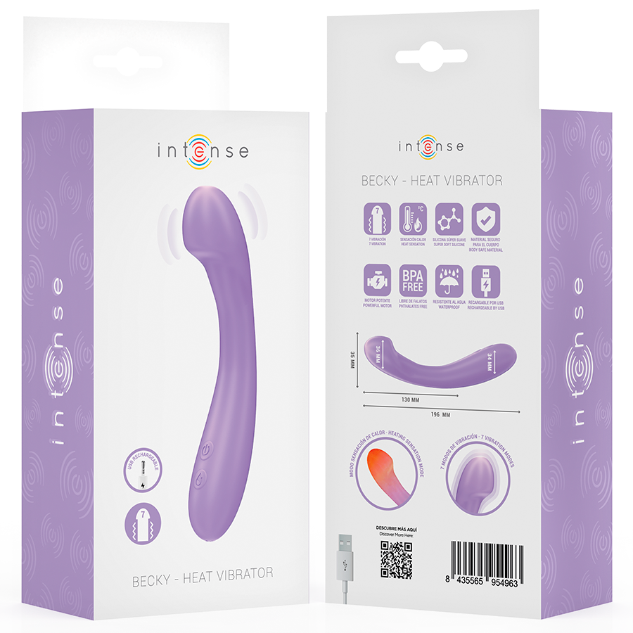 Vibromasseur Chauffant Becky 19cm Violet 7 Modes - Intense