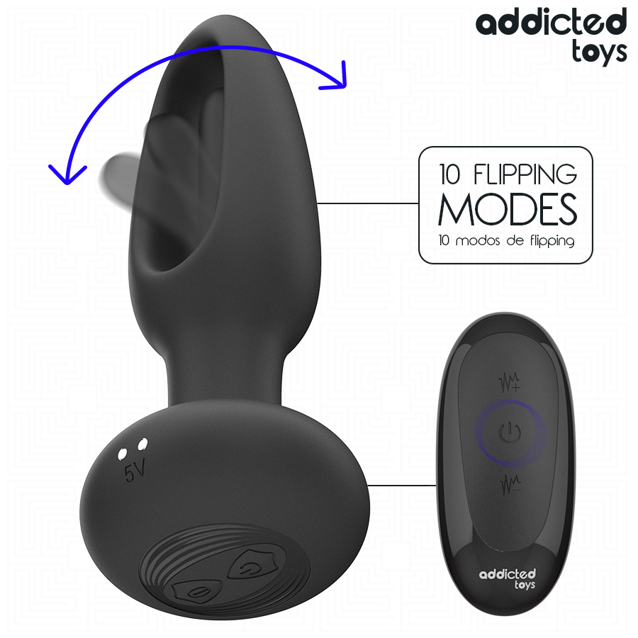 Plug Anal Langue Vibrante Télécommandé Noir - Addicted Toys
