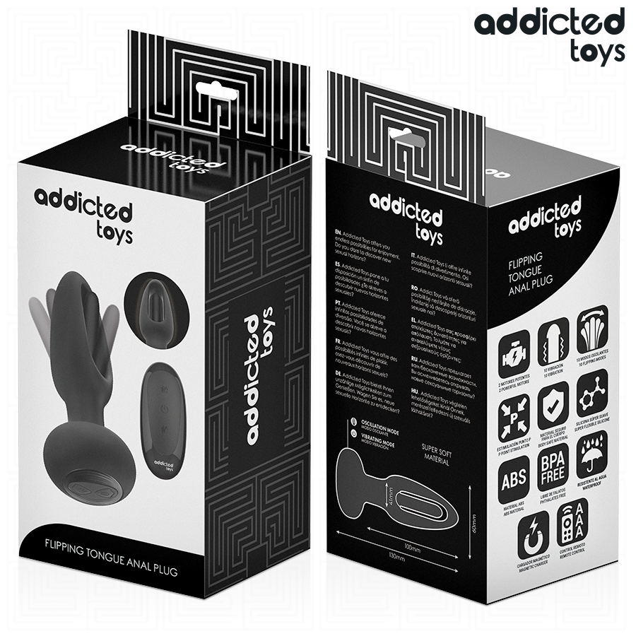 Plug Anal Langue Vibrante Télécommandé Noir - Addicted Toys