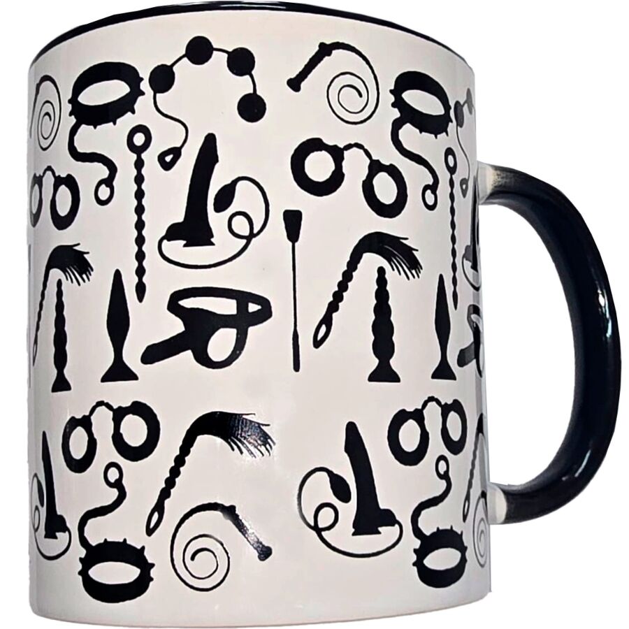 Mug Bondage Diablo Picante Blanc Anse Noire 370ml - Diverty