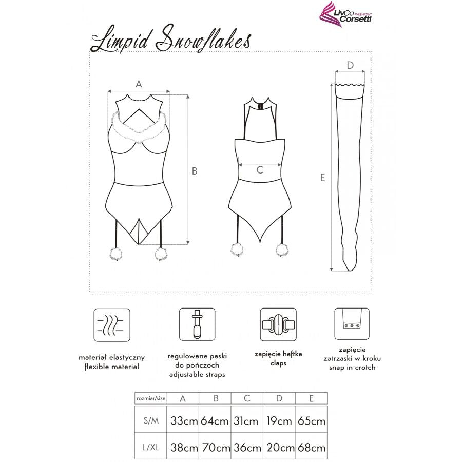 Ensemble Noël Limpid Snowflakes Body Bas Bandeau S/M - Livco - LIVCO CORSETTI SETS