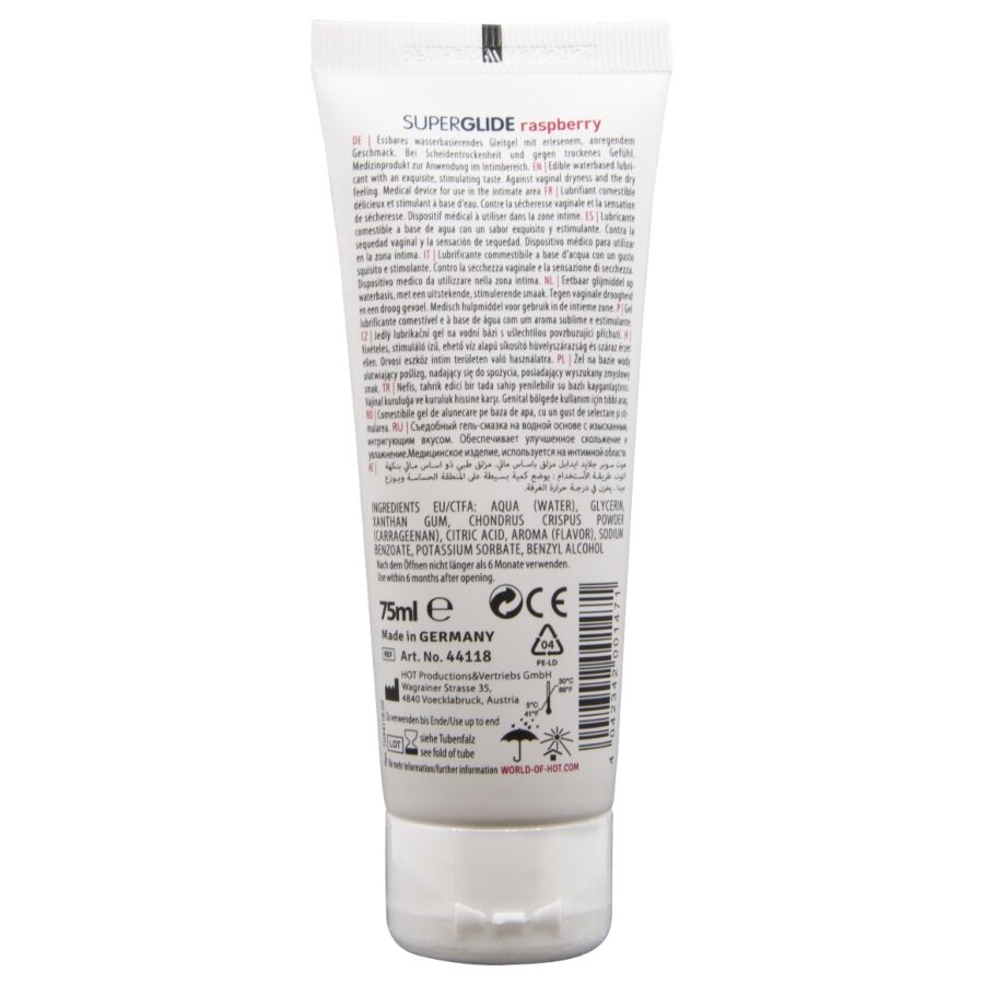 Lubrifiant Comestible Superglide Framboise 75ml - HOT