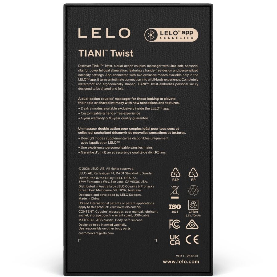 Vibrateur pour Couples Tiani Twist Rose Pâle - LELO