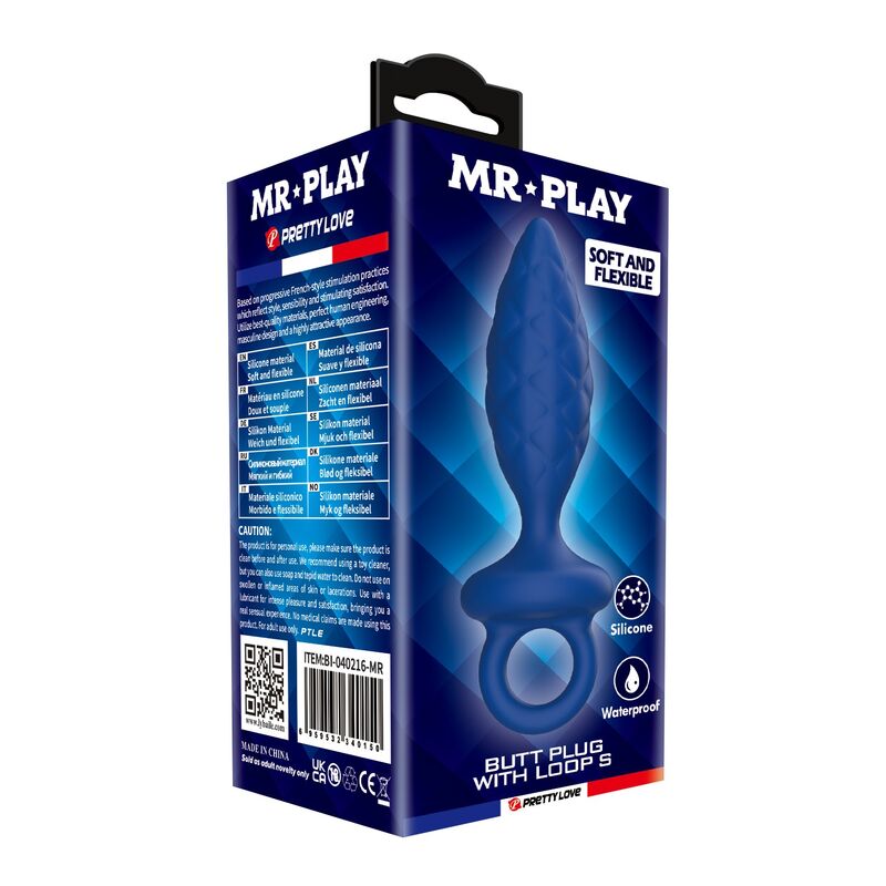 Plug Anal Texturé Anneau Bleu Taille S - MR PLAY